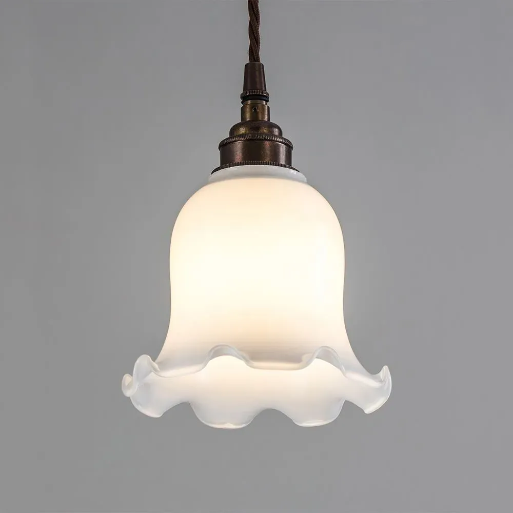 Tulip Pendant Light - Polished Nickel, Opal Glass