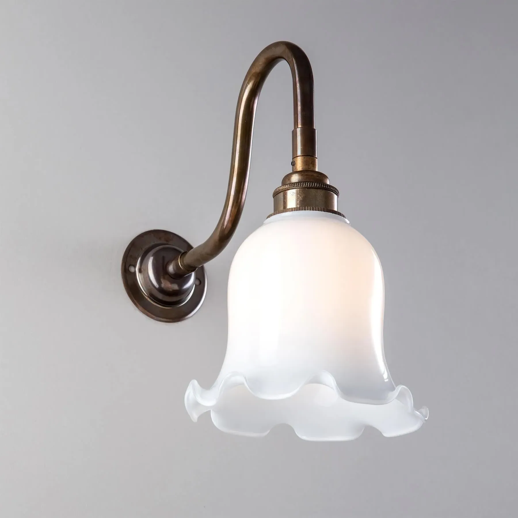 Tulip Wall Light IP44 - Brass, Opal Glass