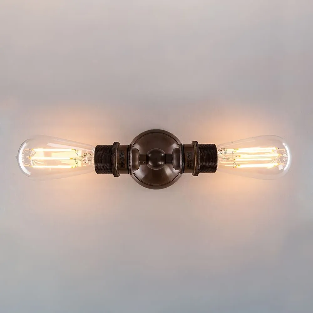 Twin Wall Light Industrial - Antique Brass image