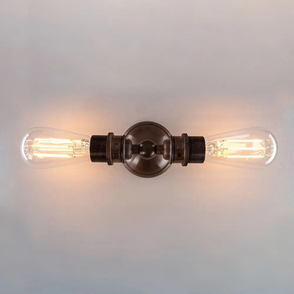 Twin Wall Light Industrial - Polished Nickel