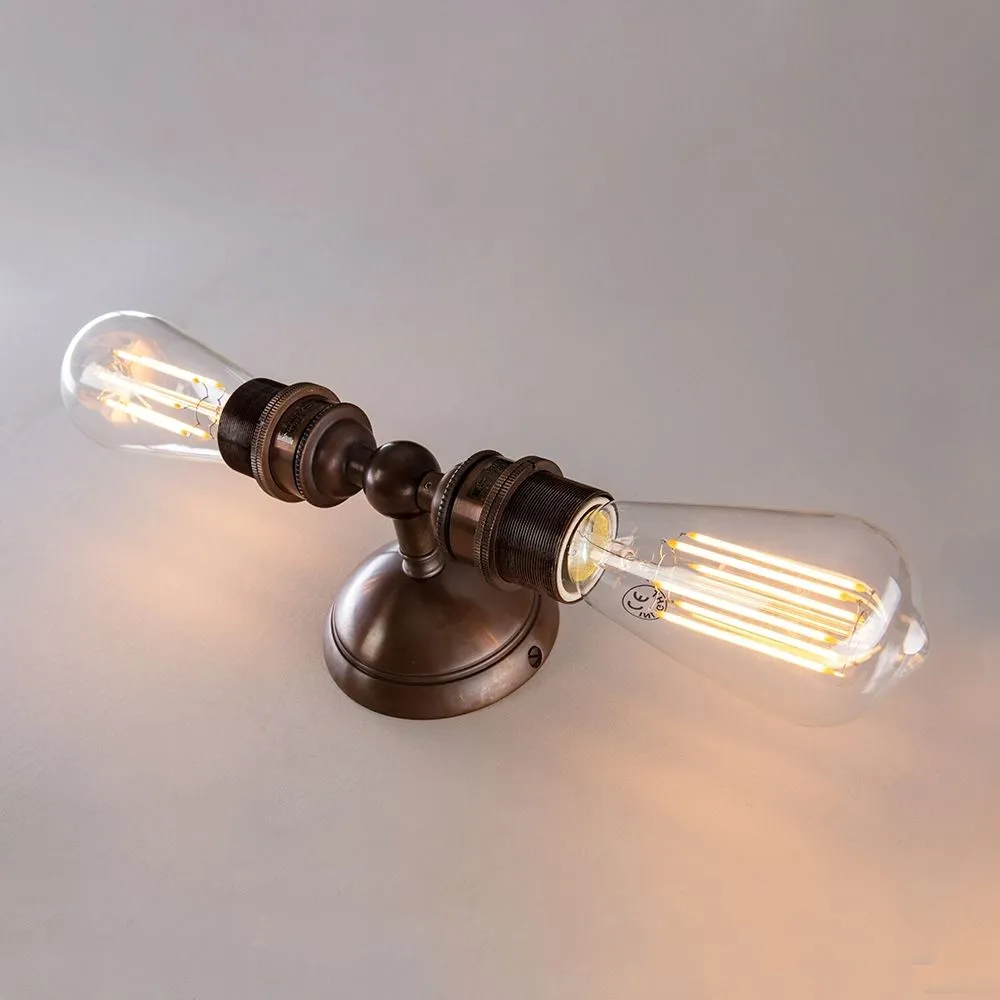 Twin Wall Light Industrial - Polished Nickel