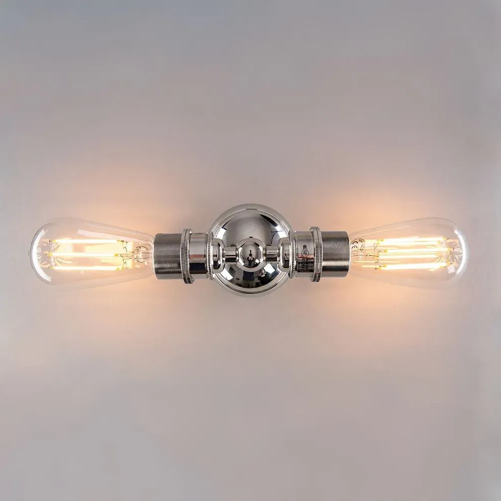Twin Wall Light Industrial - Polished Nickel