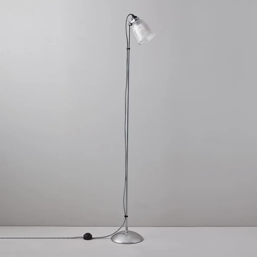Adjustable Floor Lamp with Prismatic Glass - Chrome