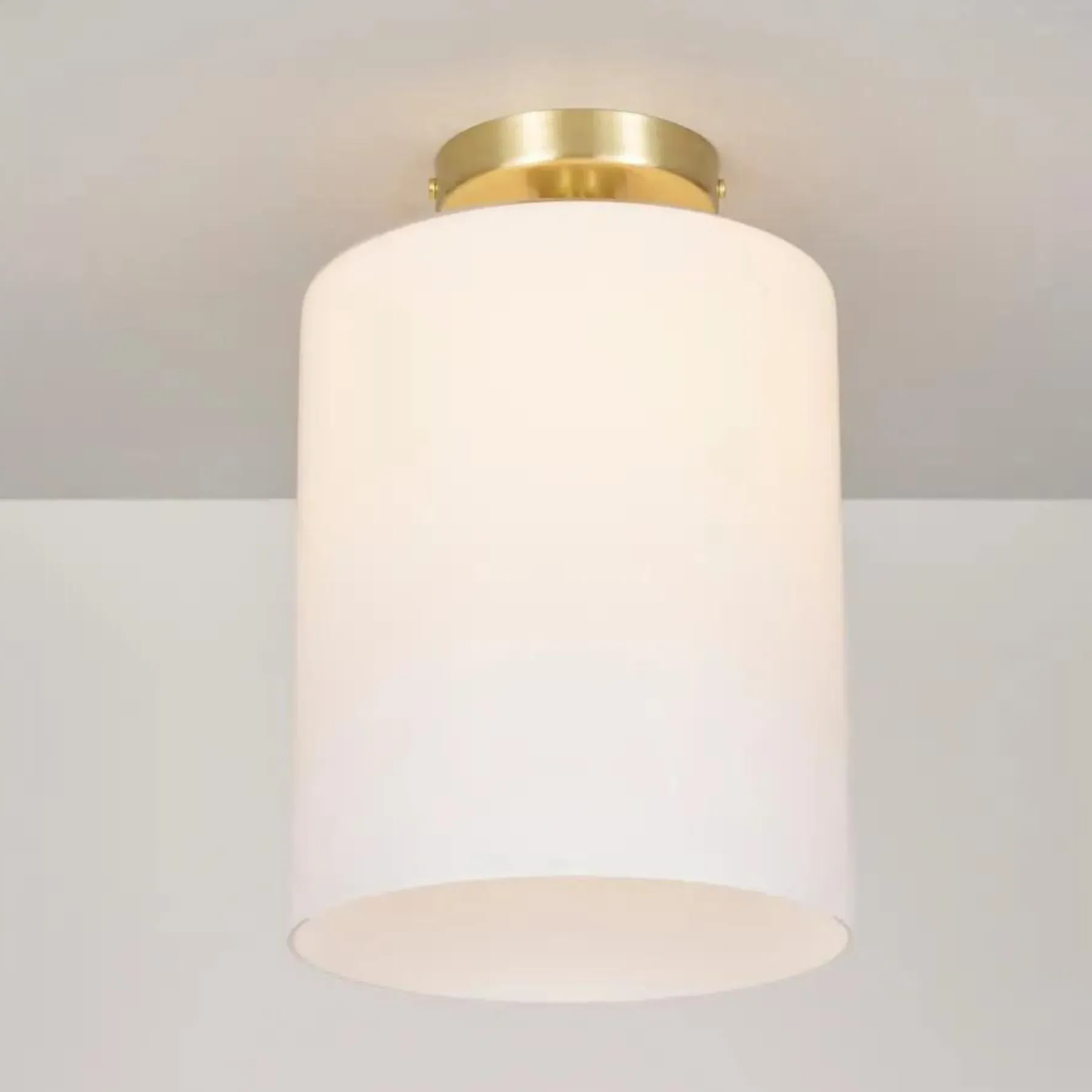 Brompton Ceiling Light 15cm - Opal, Satin Brass