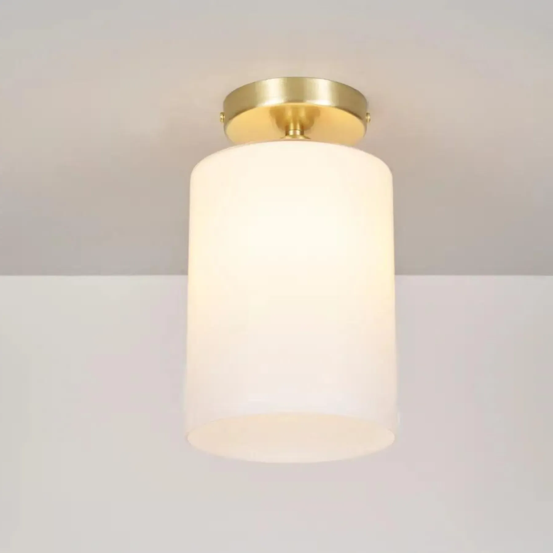 Brompton Ceiling Light 20cm - Opal, Satin Brass