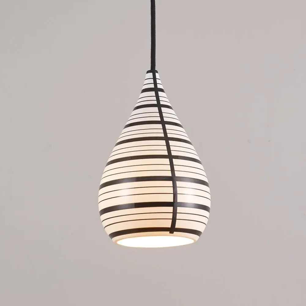 Circle Line Pendant Light - Black, Bone China