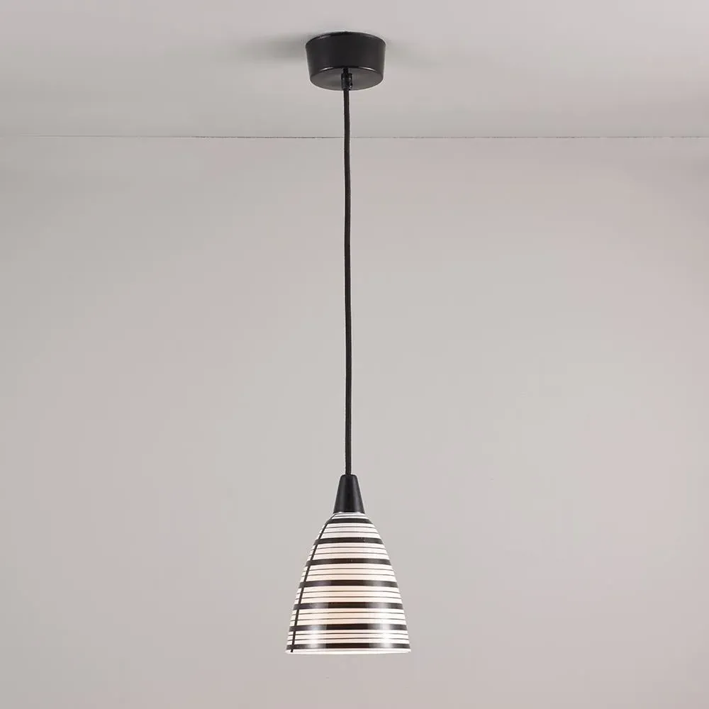 Circle Line Pendant Light - Black, Bone China