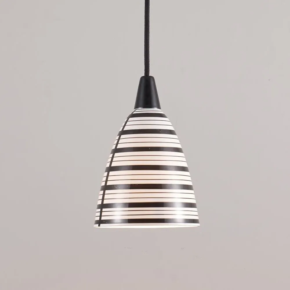 Circle Line Pendant Light - Black, Bone China