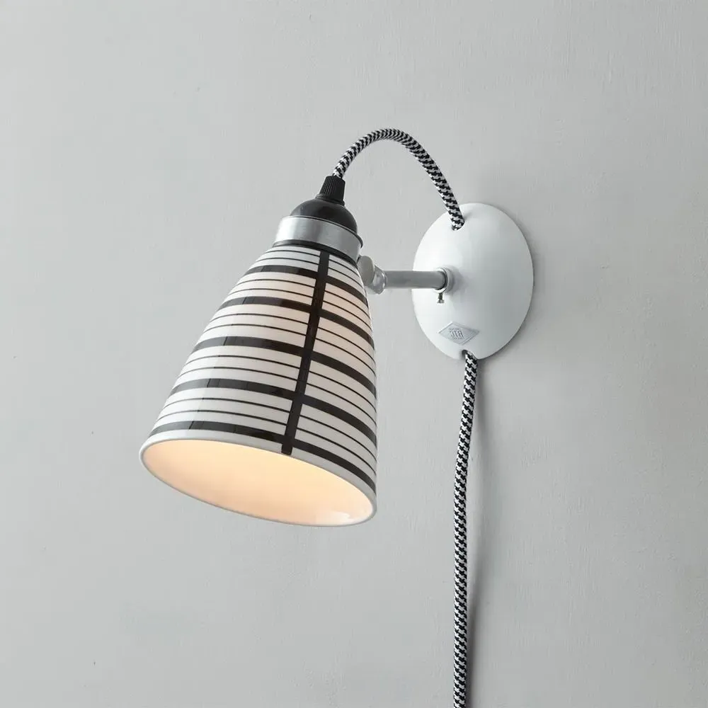 Circle Line Wall Light with Cable - Bone China