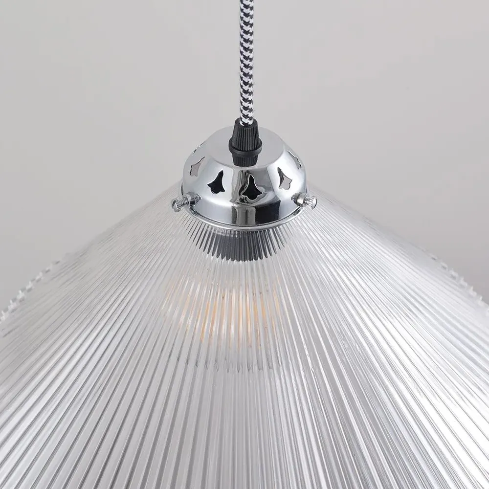 Conical Prismatic Rise & Fall Pendant Light - Prismatic Glass