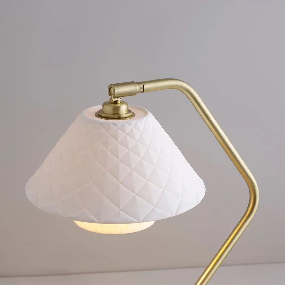 Double Desk Lamp Angled - Brass, Bone China