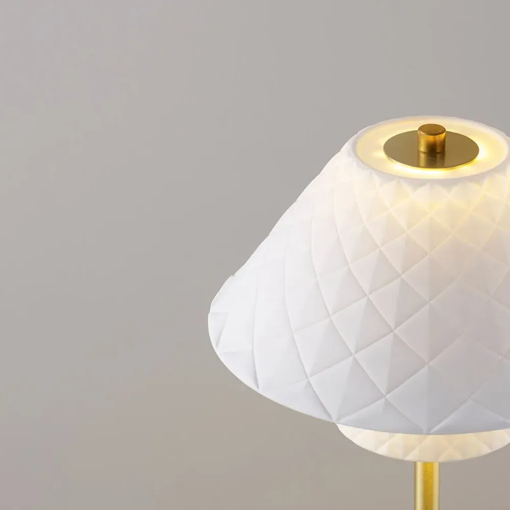 Double Table Lamp Upright - Brass, Bone China
