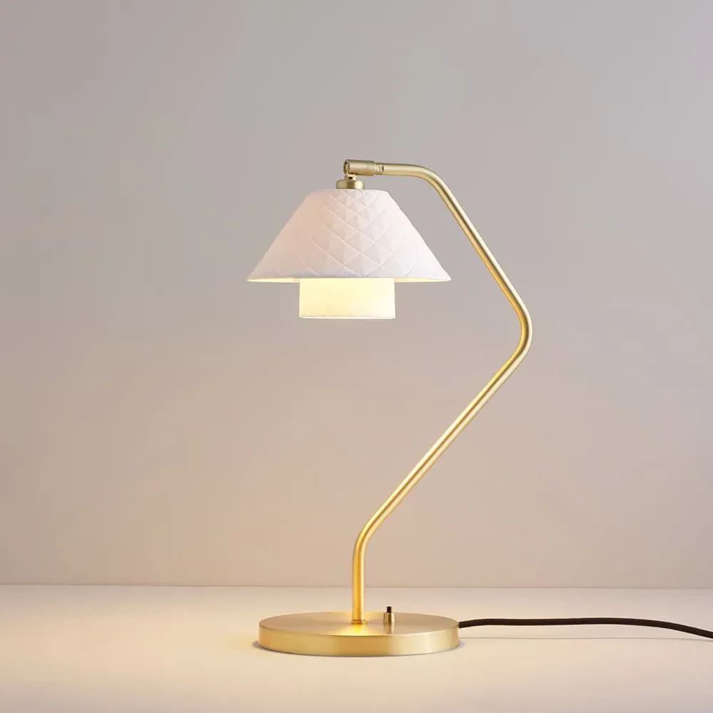 Double Table Lamp Upright - Brass, Bone China