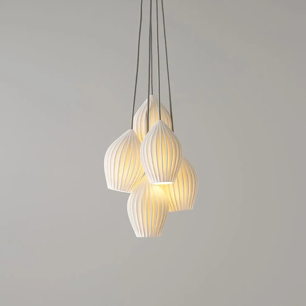 Fin 3-Light Grouping Pendant Light - Bone China