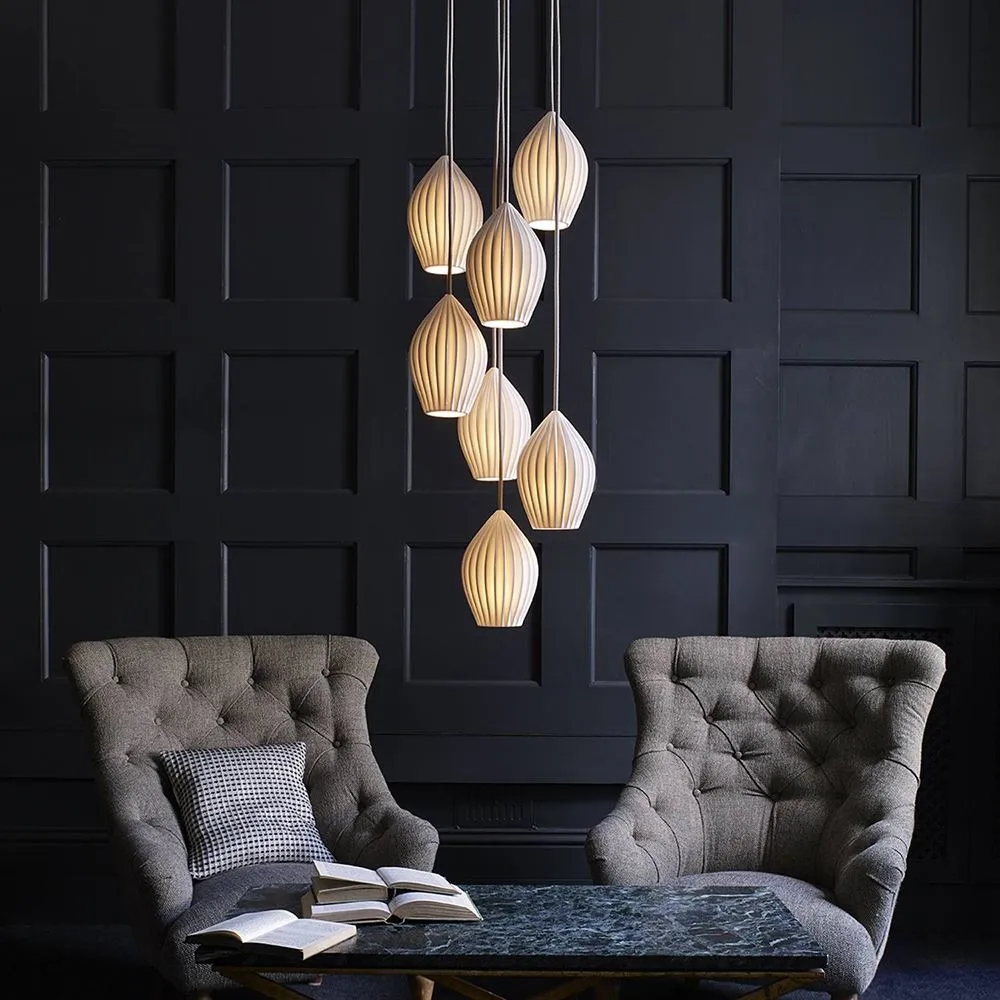 Fin 3-Light Grouping Pendant Light - Bone China