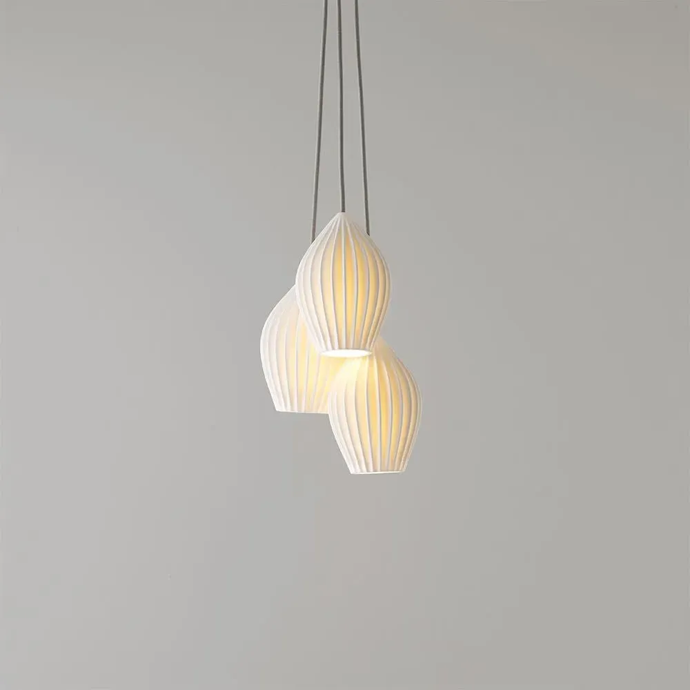 Fin 3-Light Grouping Pendant Light - Bone China