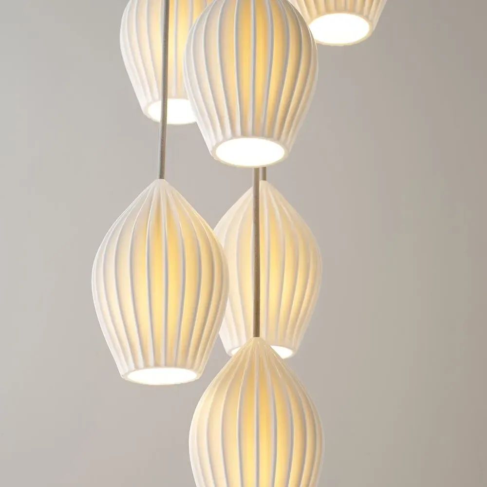 Fin 7-Light Grouping Pendant Light - Bone China