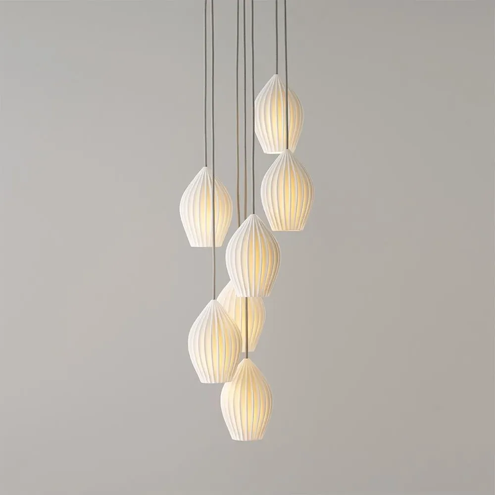 Fin 7-Light Grouping Pendant Light - Bone China
