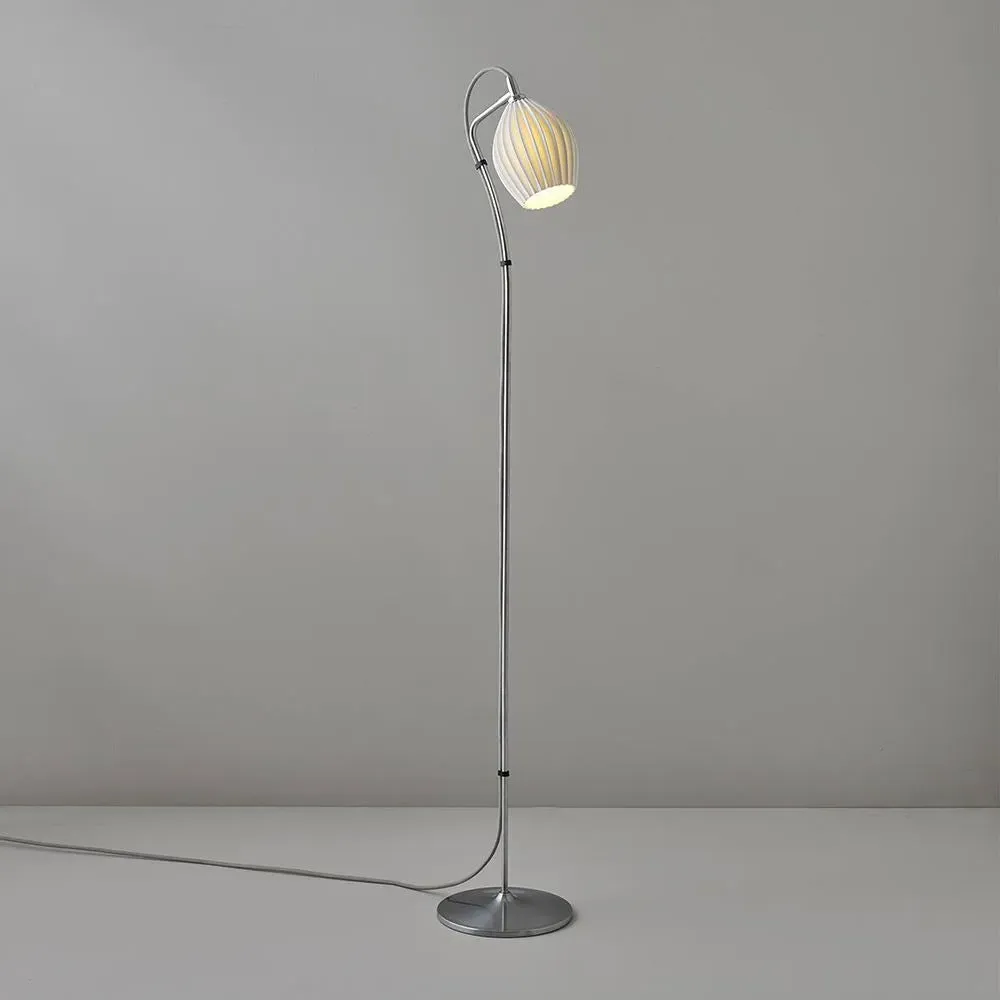 Fin Floor Lamp with Bone China Shade - Chrome image