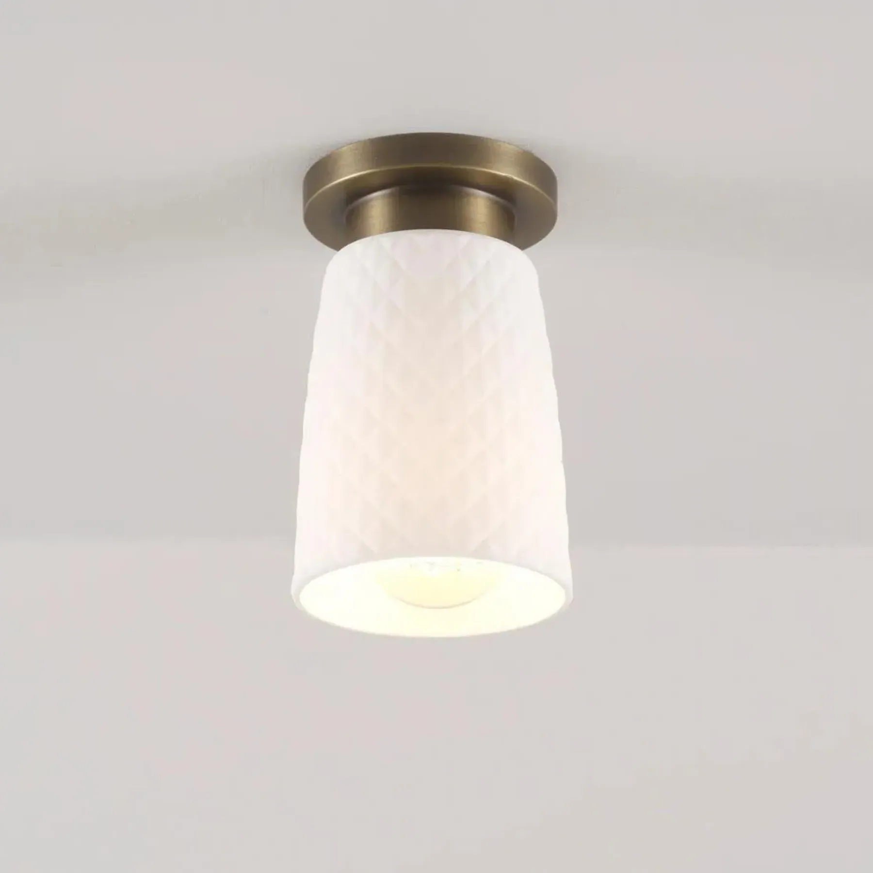 Flush Ceiling Light with Quilted Shade - Aluminium