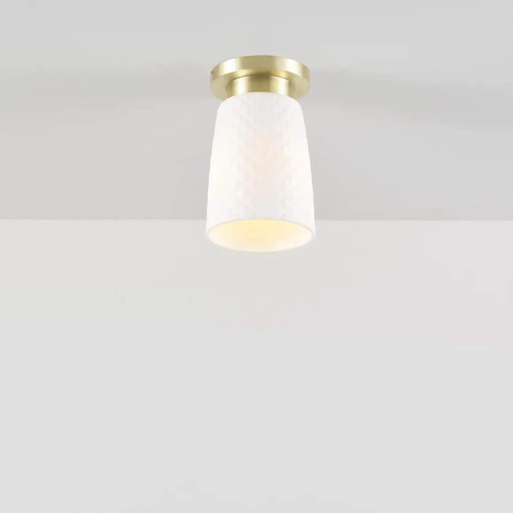 Flush Ceiling Light with Quilted Shade - Aluminium