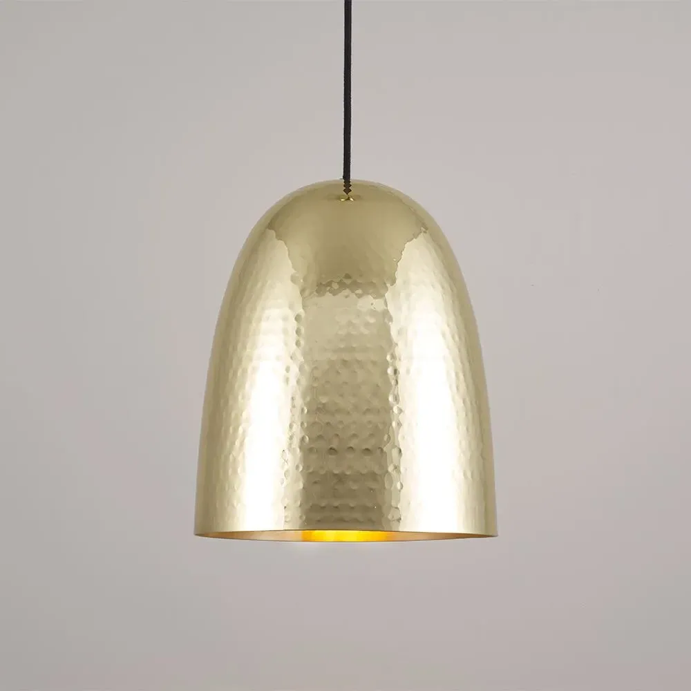 Large Pendant Light - Brass, Hammered Metal