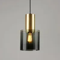 Large Pendant Light with Anthracite Glass - Brass