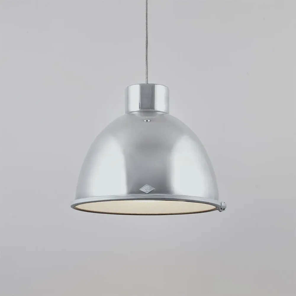 Large Pendant Light with Glass Diffuser - Aluminium