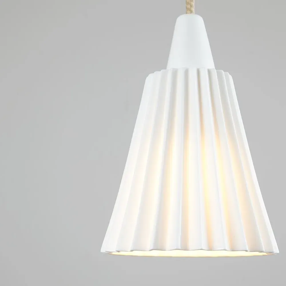 Large Pleat Pendant Light - Bone China