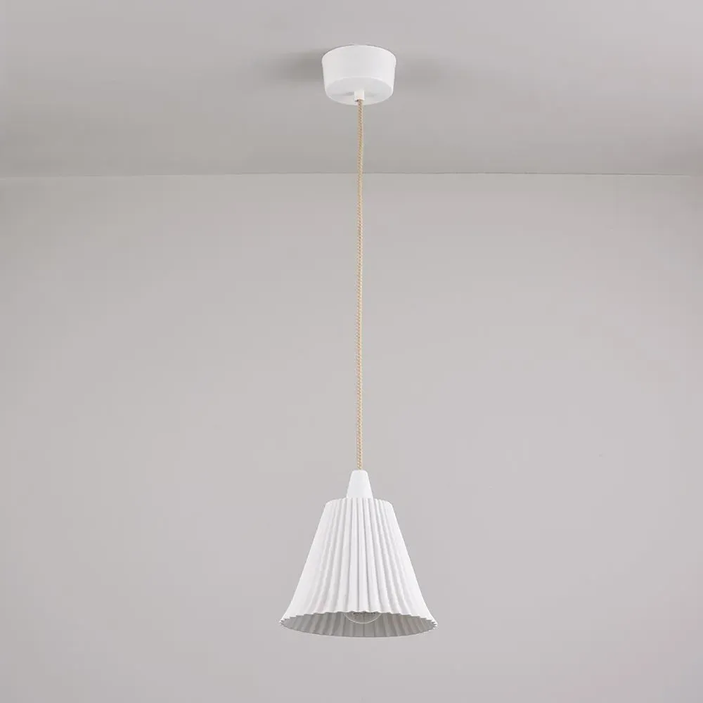 Large Pleat Pendant Light - Bone China