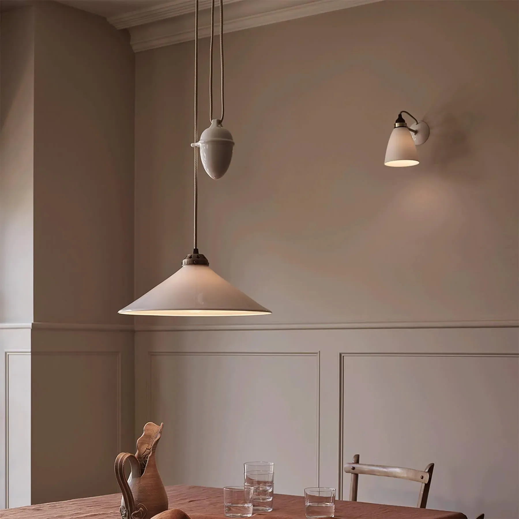 Large Rise & Fall Pendant Light - Antique Brass