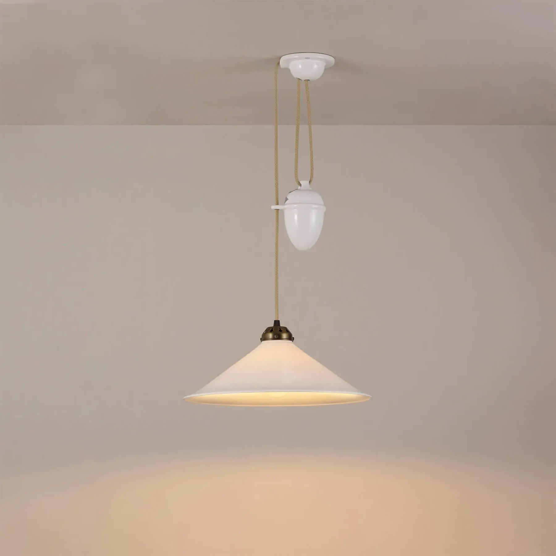 Large Rise & Fall Pendant Light - Satin Brass