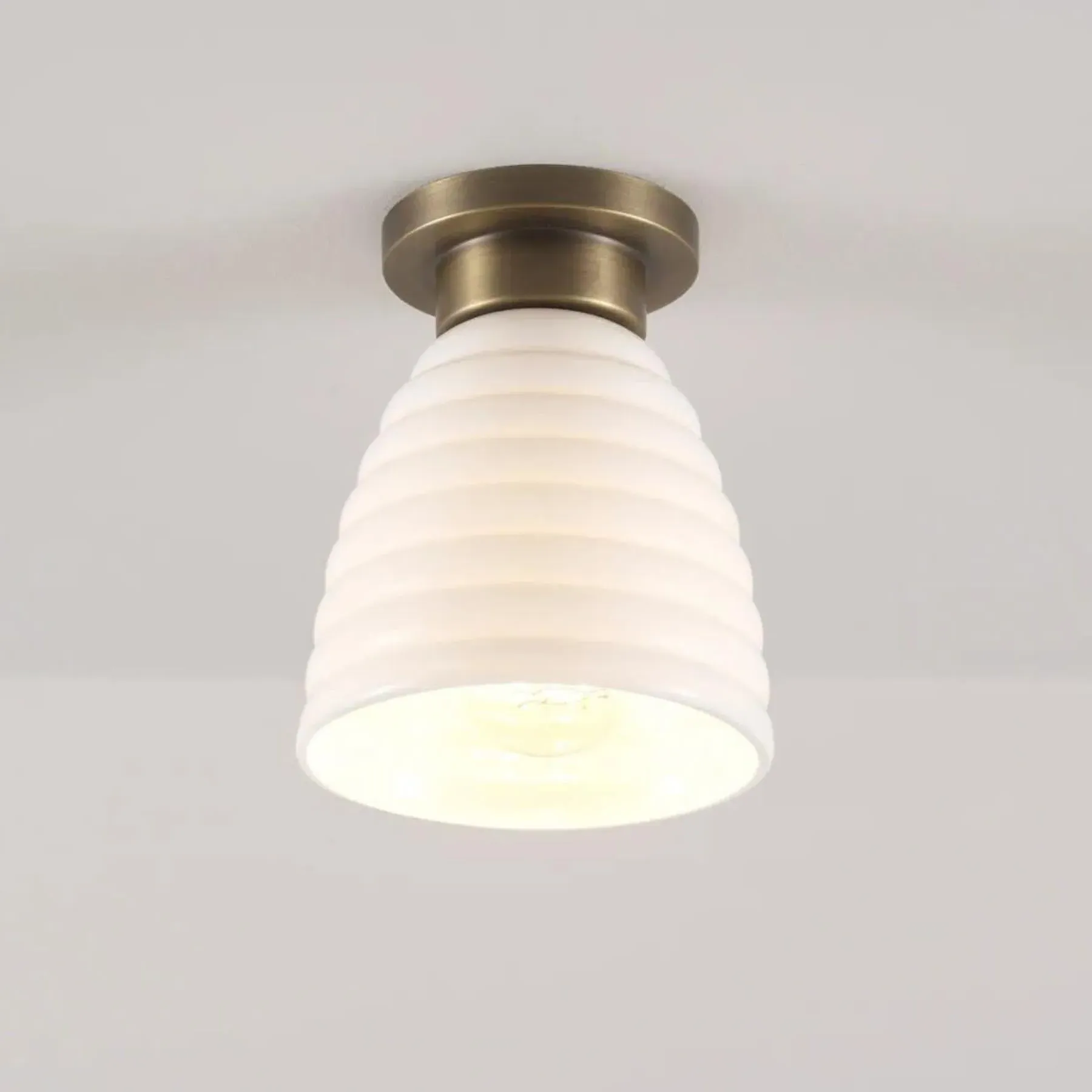Medium Ceiling Light - Brushed Aluminium, Bone China