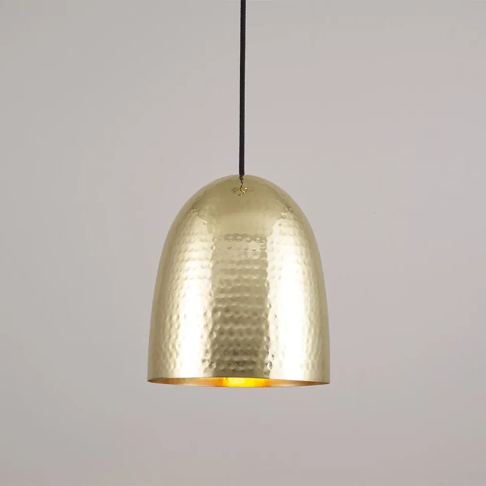 Medium Pendant Light - Brass, Hammered Metal