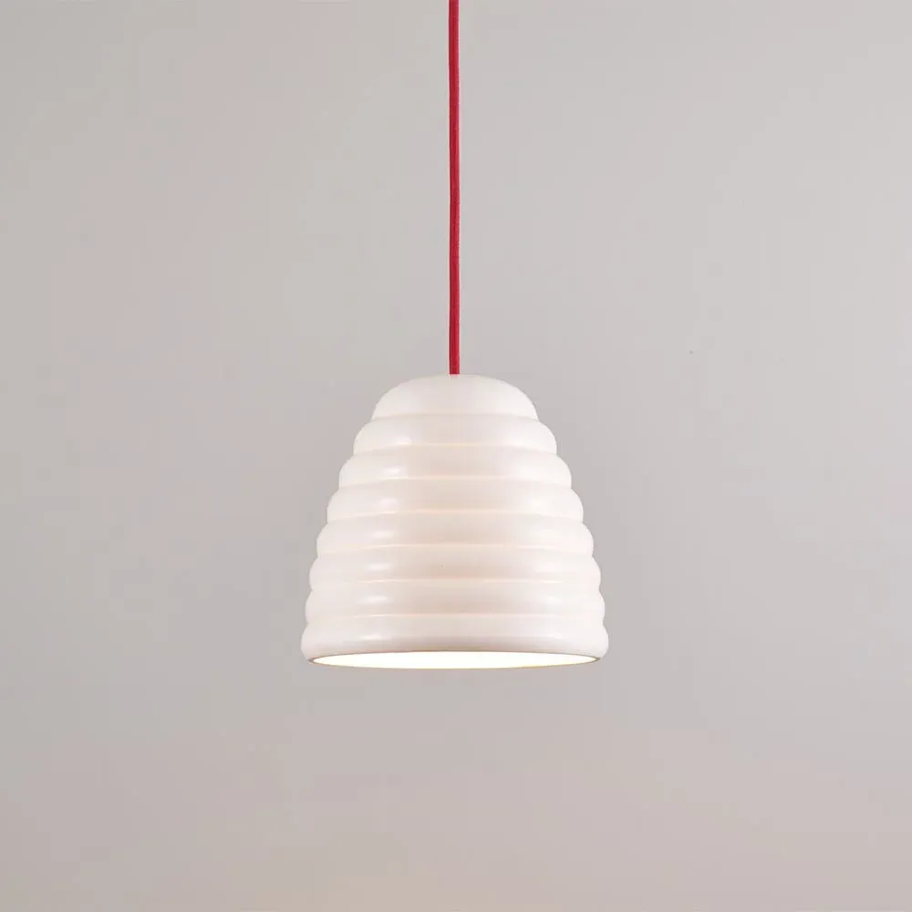 Medium Pendant Light - Red Cable, Bone China
