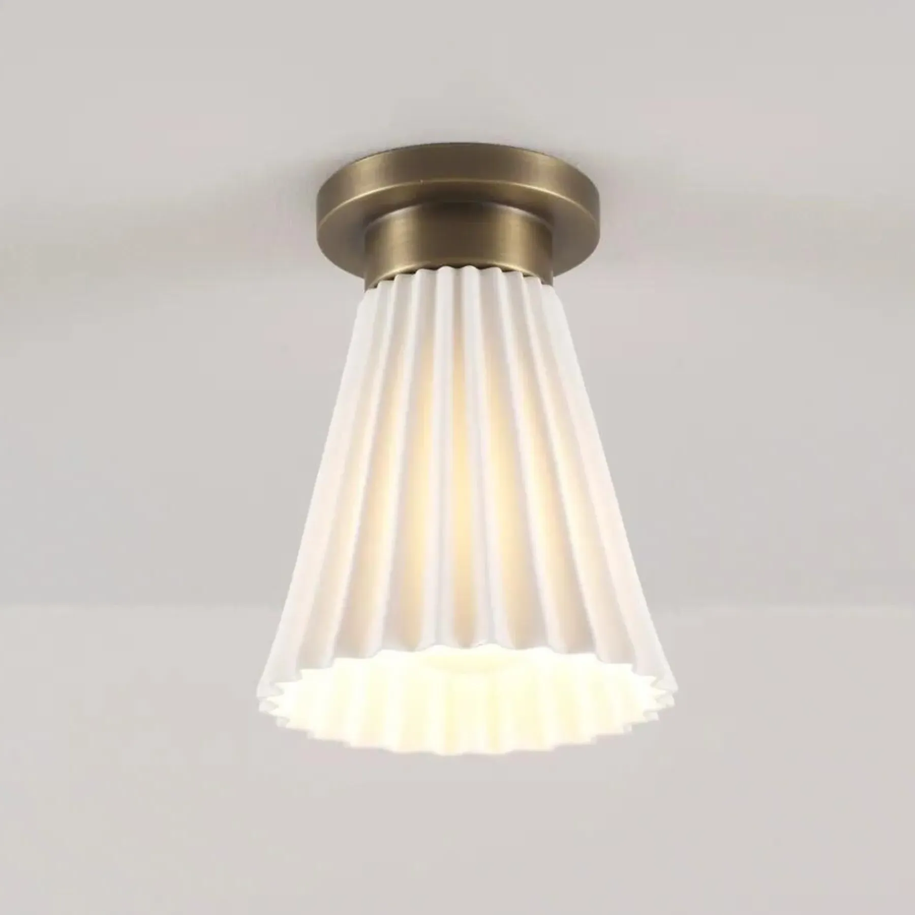 Medium Pleat Ceiling Light - Aluminium, Bone China