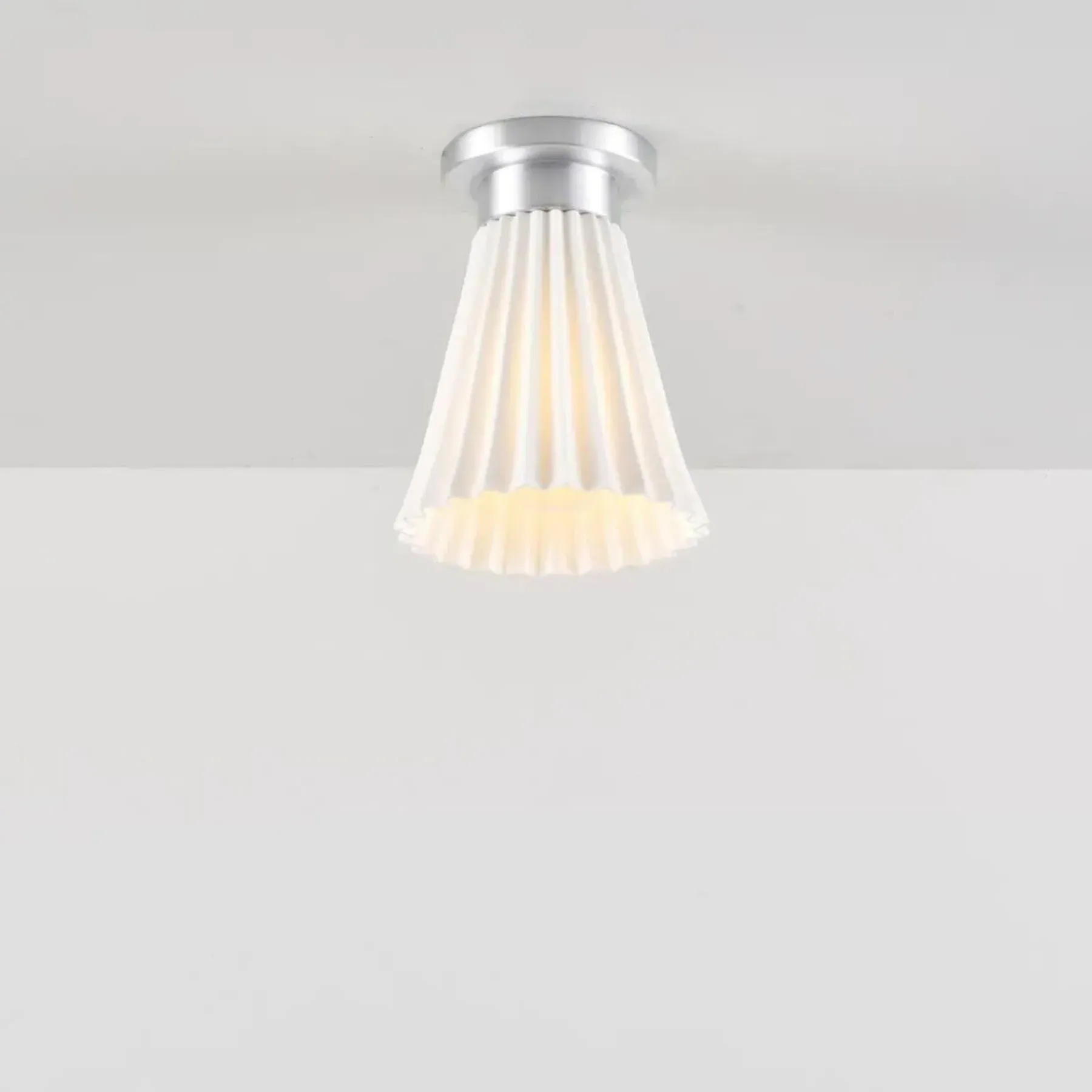Medium Pleat Ceiling Light - Brass, Bone China