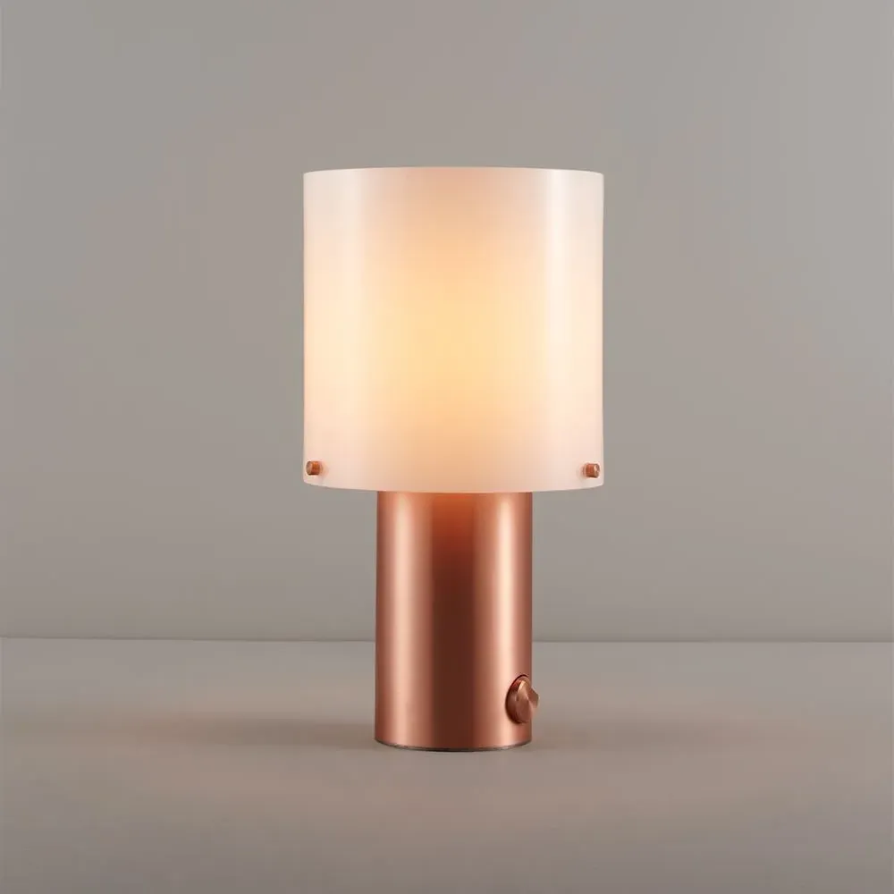 Medium Table Lamp with Dimmer - Opal, Copper