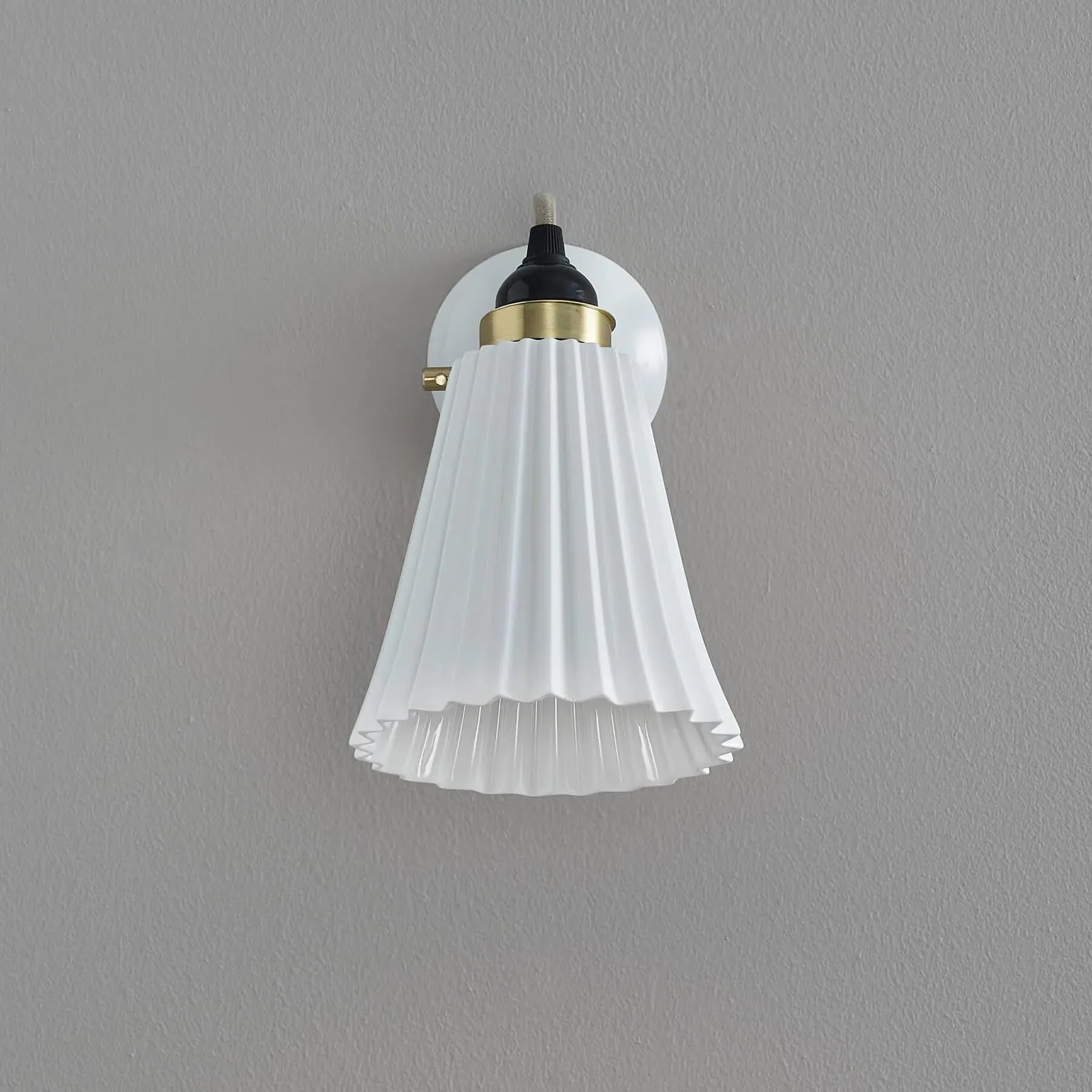 Medium Wall Light Switched - Brass, Bone China