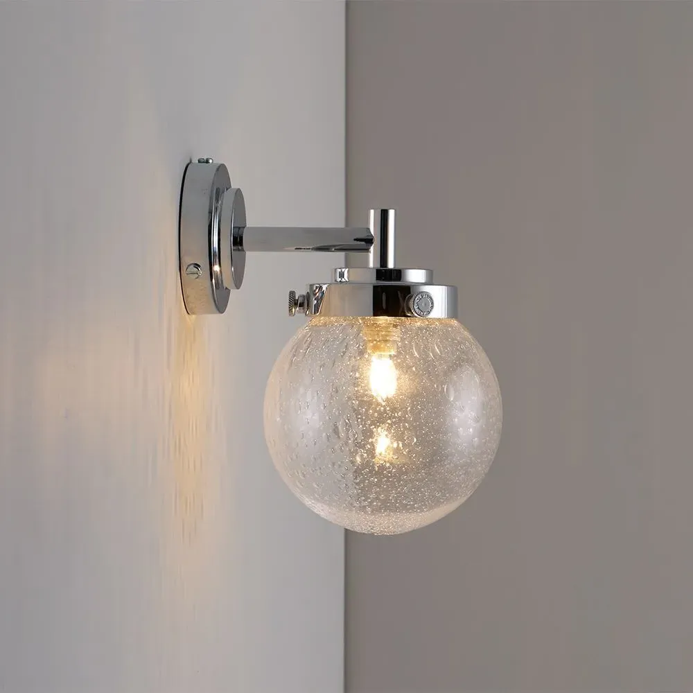 Mini Globe Wall Light - Clear, Chrome