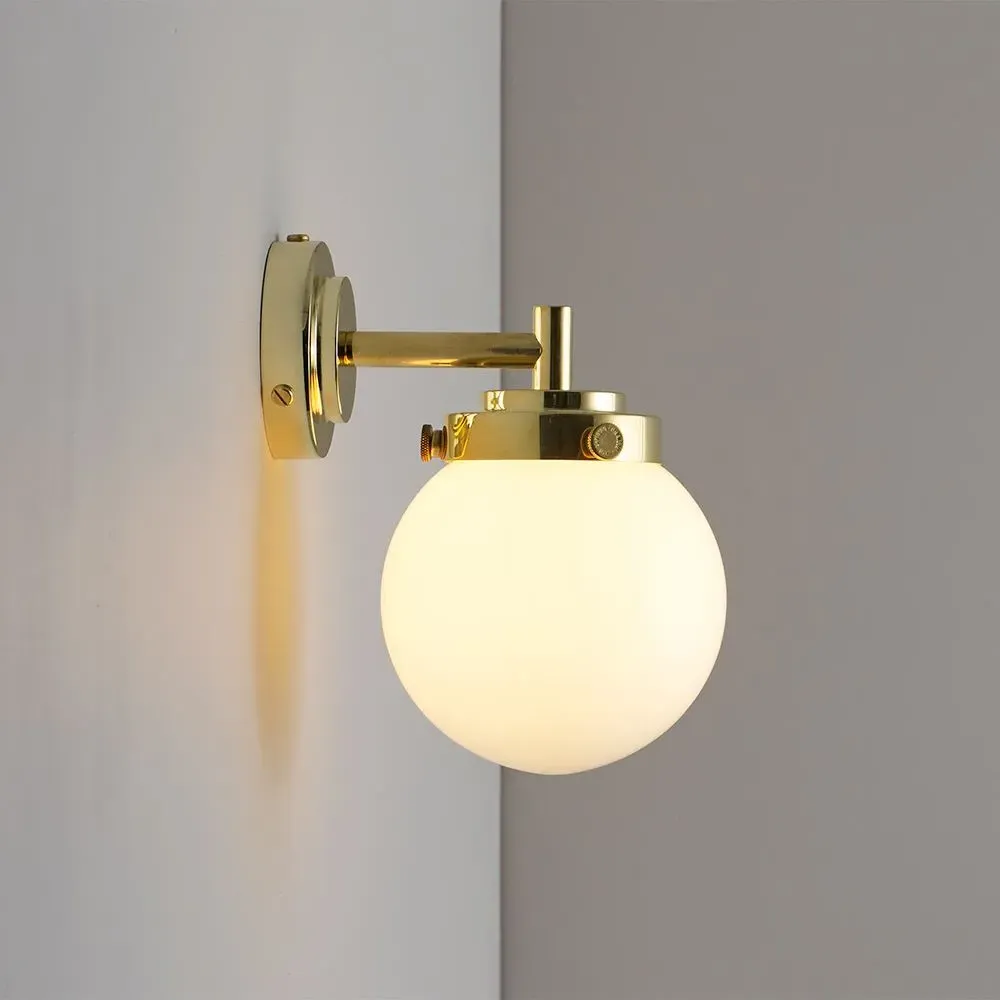 Mini Globe Wall Light - Opal, Brass