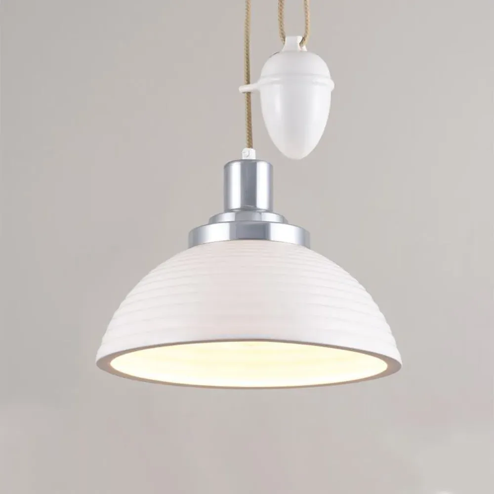 Rise & Fall Pendant Light Dimpled - Bone China