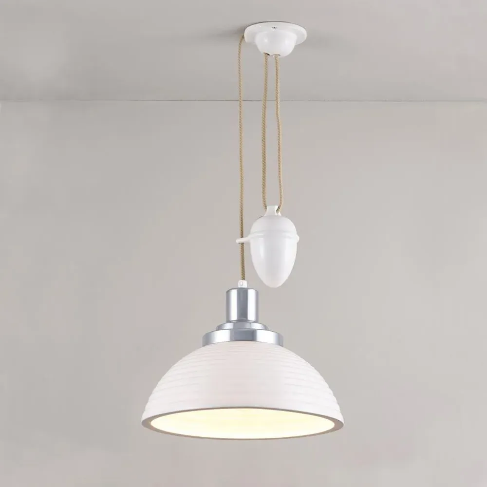 Rise & Fall Pendant Light Stepped - Bone China