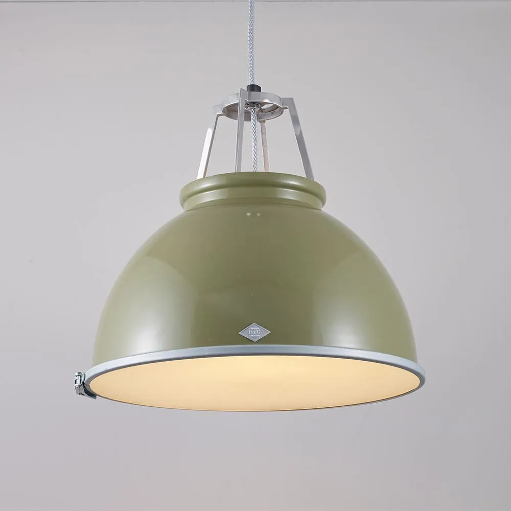 Size 3 Pendant Light with Diffuser - Green, Steel