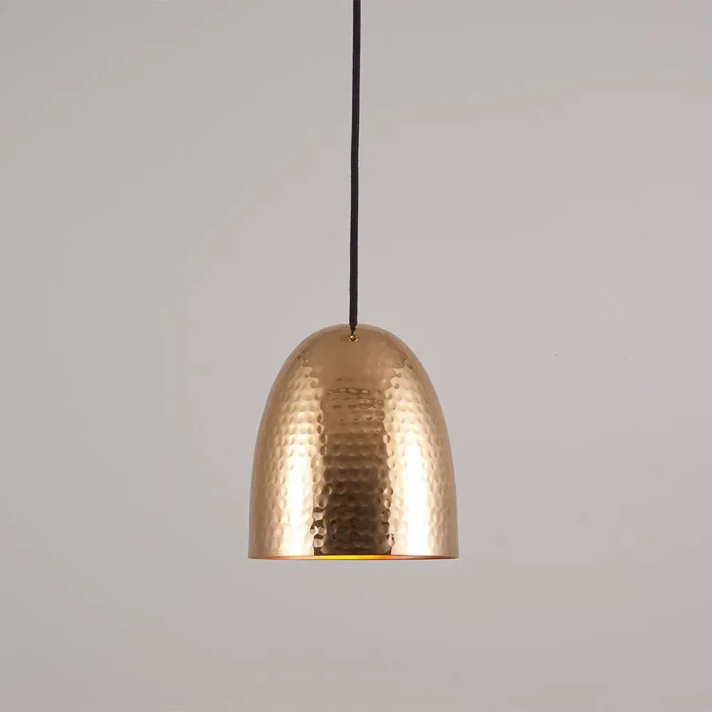 Small Pendant Light - Copper, Hammered Metal