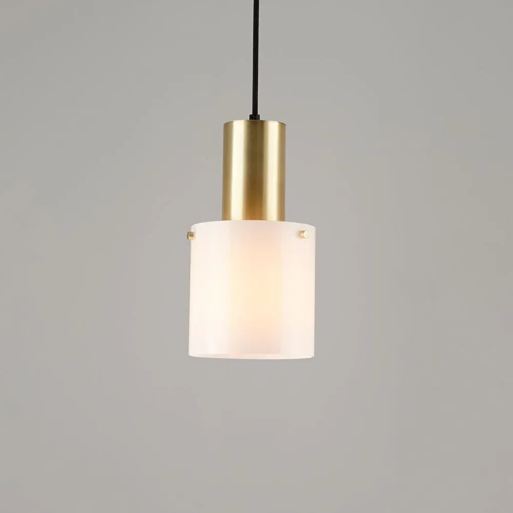 Small Pendant Light with Opal Glass - Brass