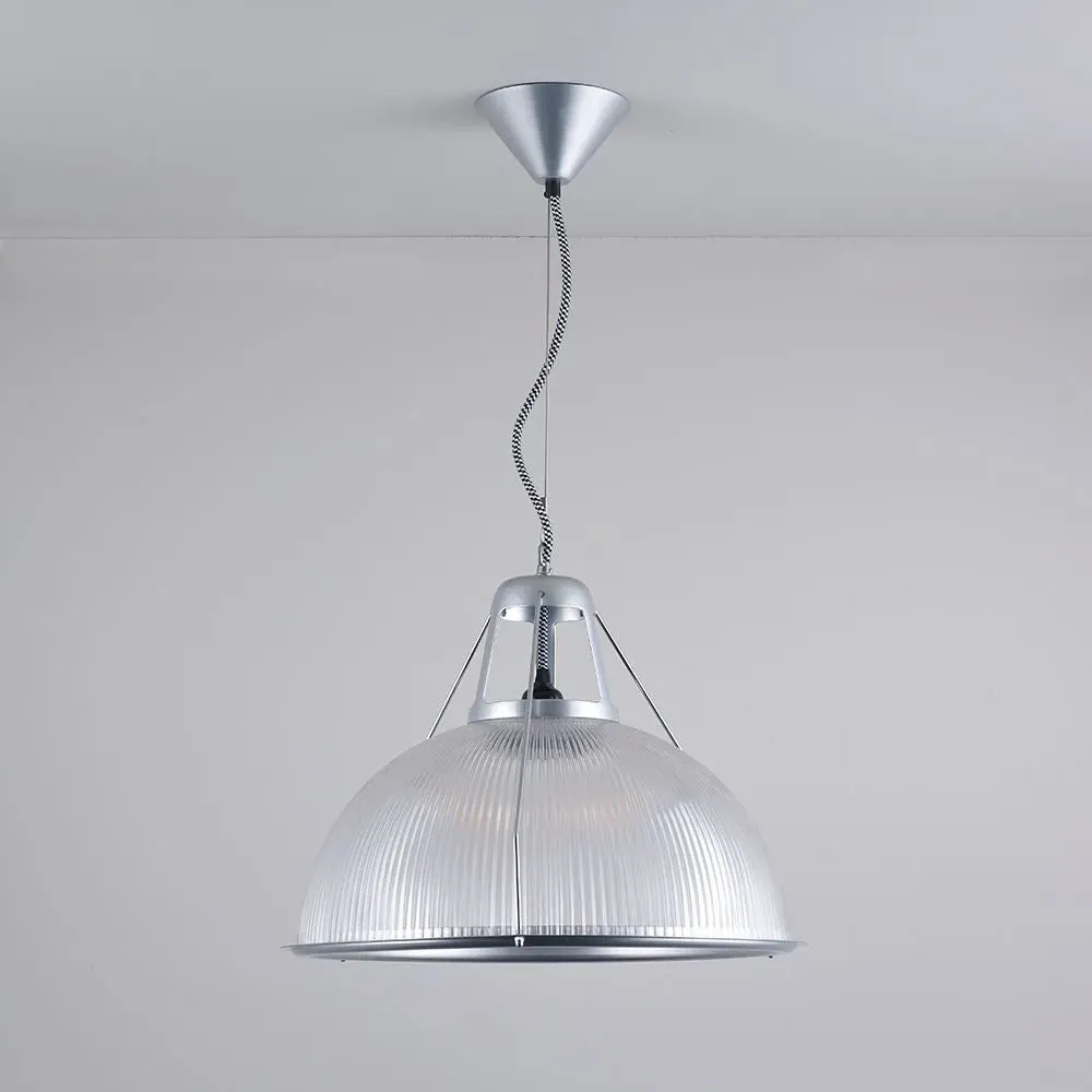 Small Pendant Light with Prismatic Glass - Aluminium