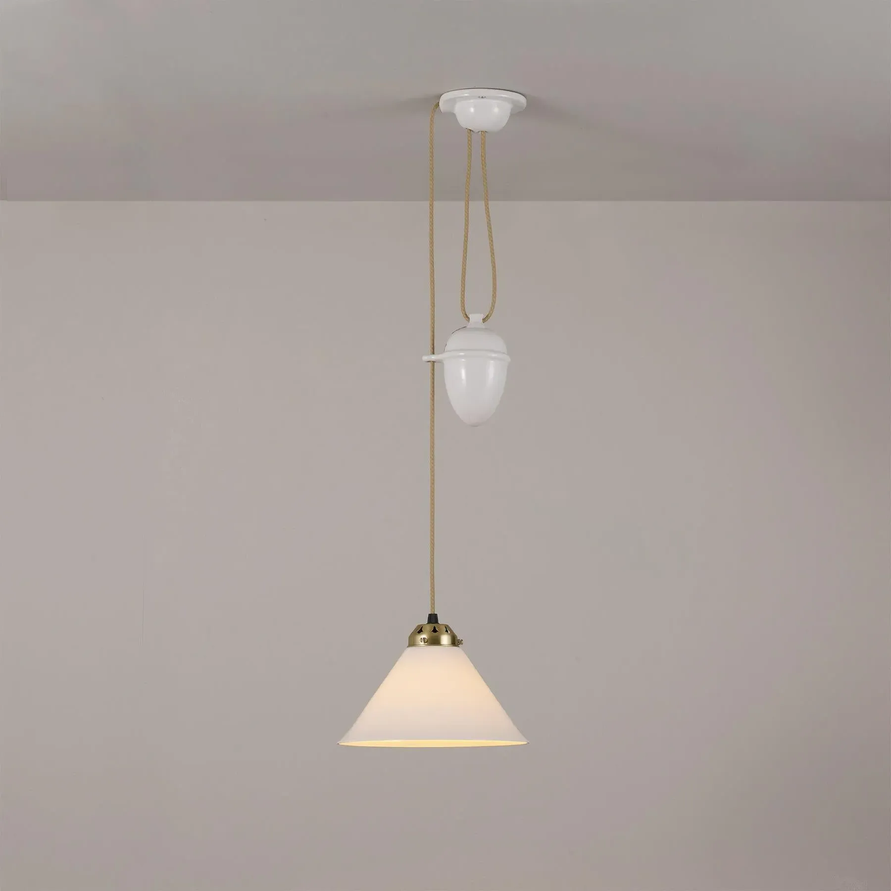 Small Rise & Fall Pendant Light - Antique Brass