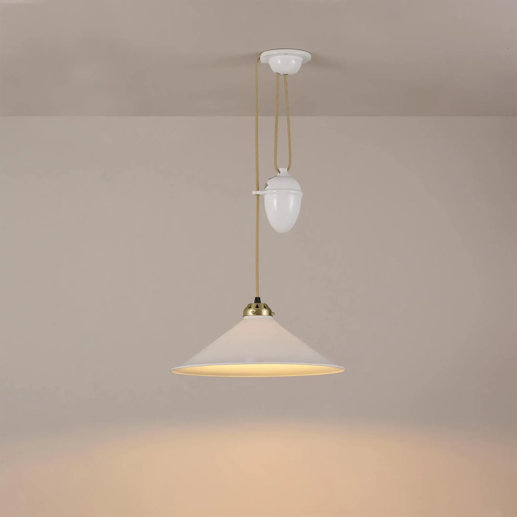 Small Rise & Fall Pendant Light - Satin Brass