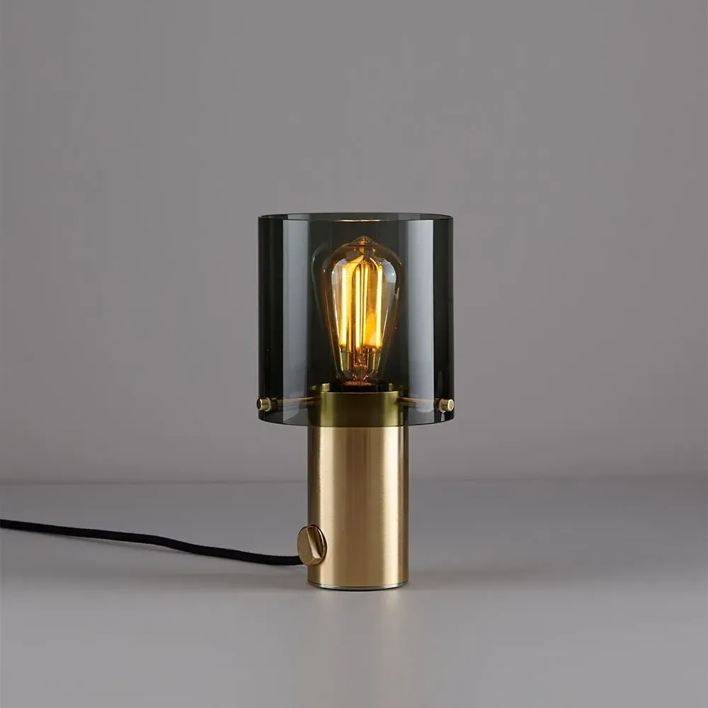 Small Table Lamp with Dimmer - Anthracite, Brass